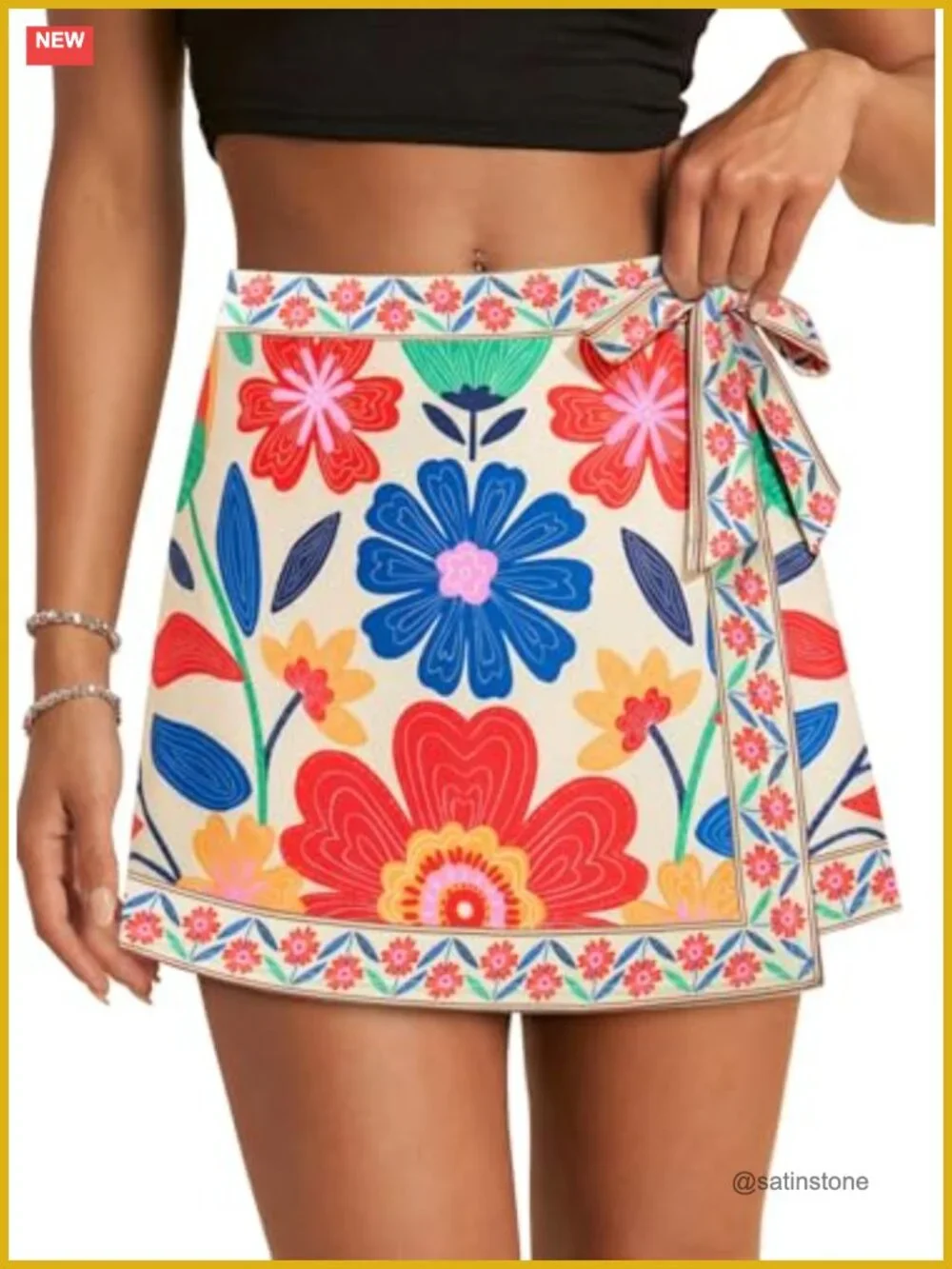Tie Side Floral Print Sarong Wrap Swim Cover Up Beach Skirt Bathing Suit Coverup